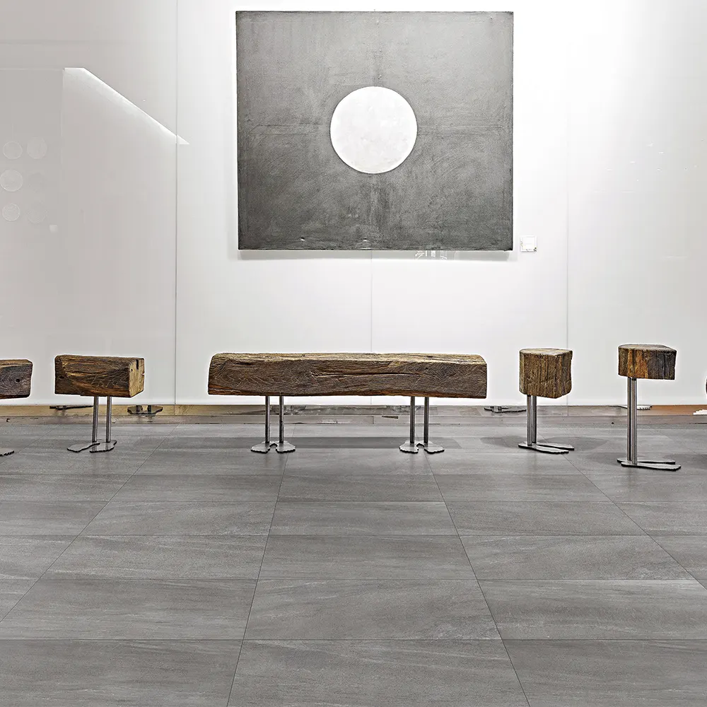 Non-Slip Stone-Look Gray Porcelain Outdoor Tile 600x1200mm