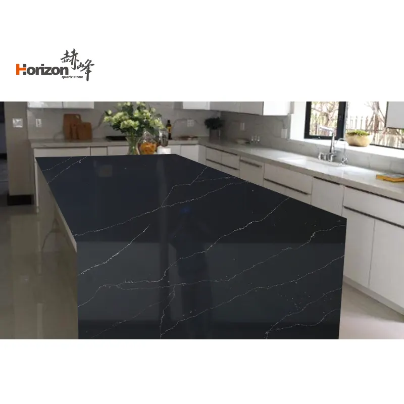 Calacatta White/Black Engineered Quartz Slab 3200x1600mm product sample