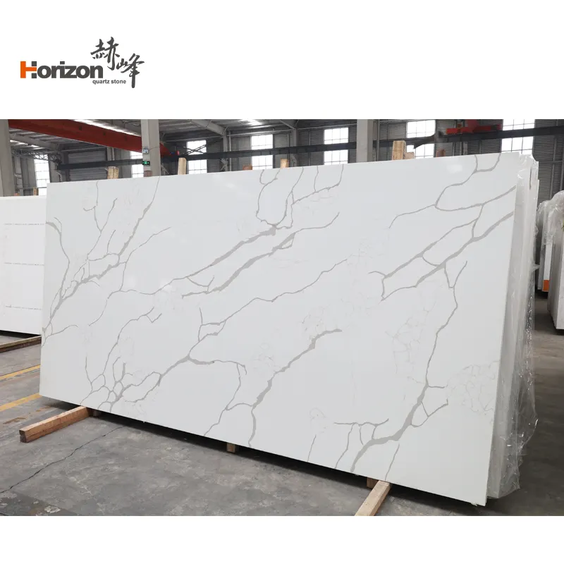 Calacatta Gray/White Engineered Quartz Slab 3200x1600mm