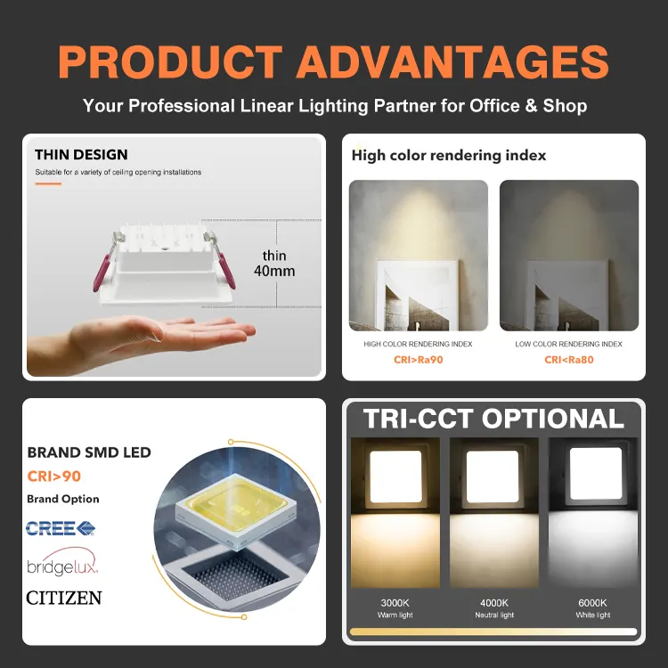 Recessed Square Aluminum LED Panel Light 8-30W