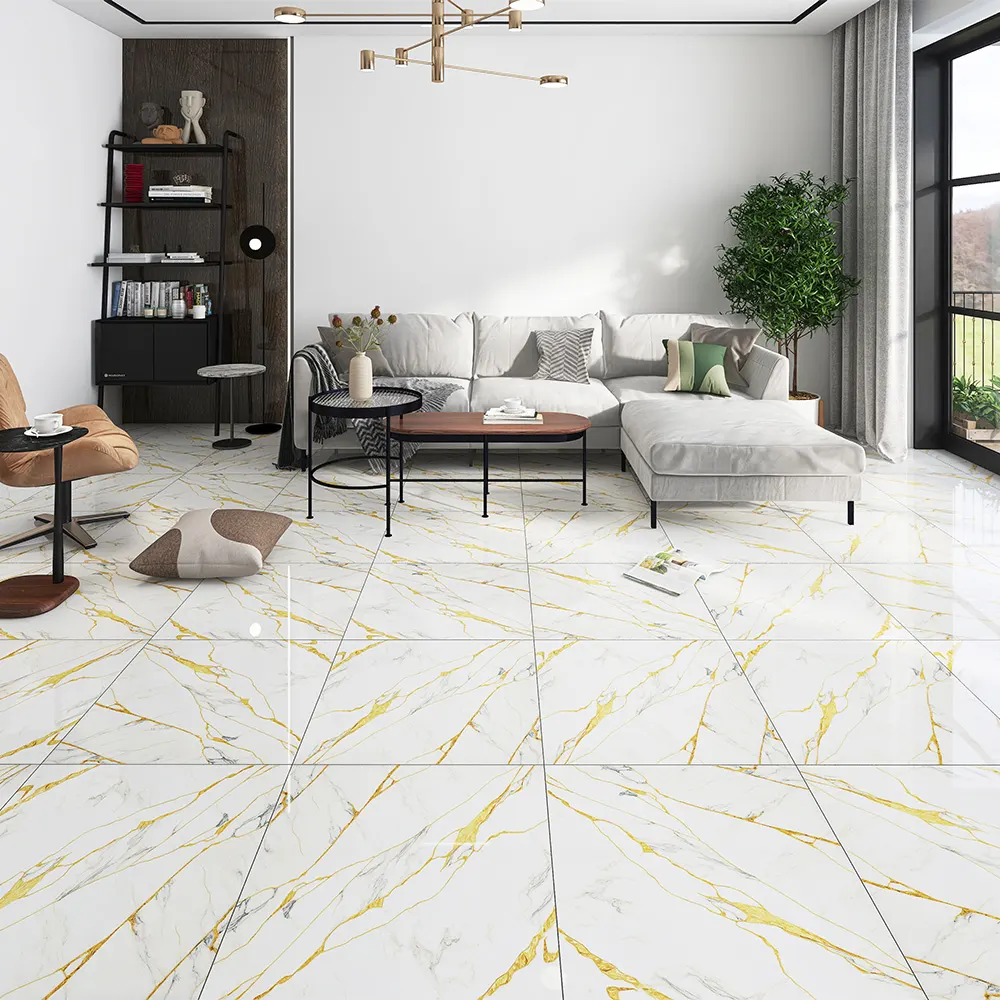 Stone-Look Gold Porcelain Floor Tile 600x600mm