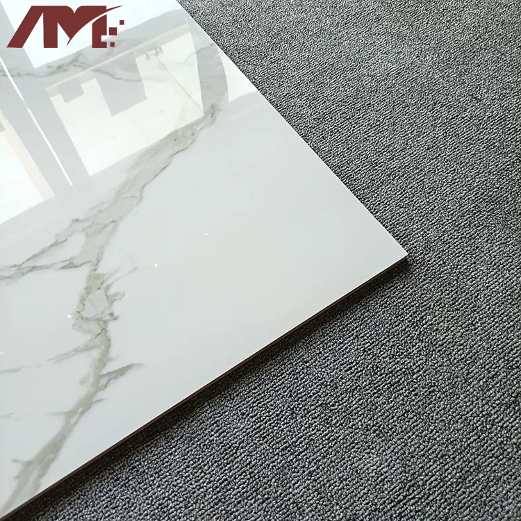 Marble-Look White Polished Porcelain Floor Tile 600x600mm