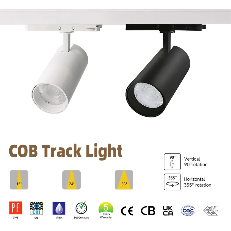 Aluminum LED Track Spotlight 18-36W 3CCT Selectable for 4-Wire Track product sample