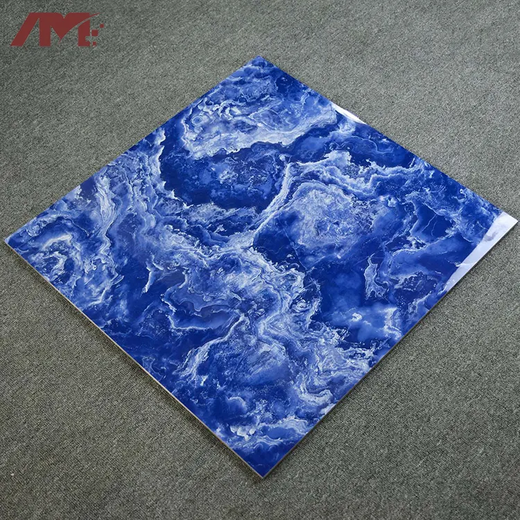 Marble-Look Black Polished Porcelain Floor Tile 800x800mm