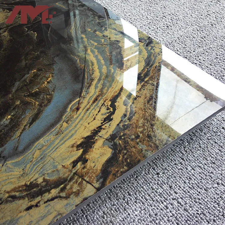 Marble-Look Glossy Porcelain Floor Tile 600x600mm
