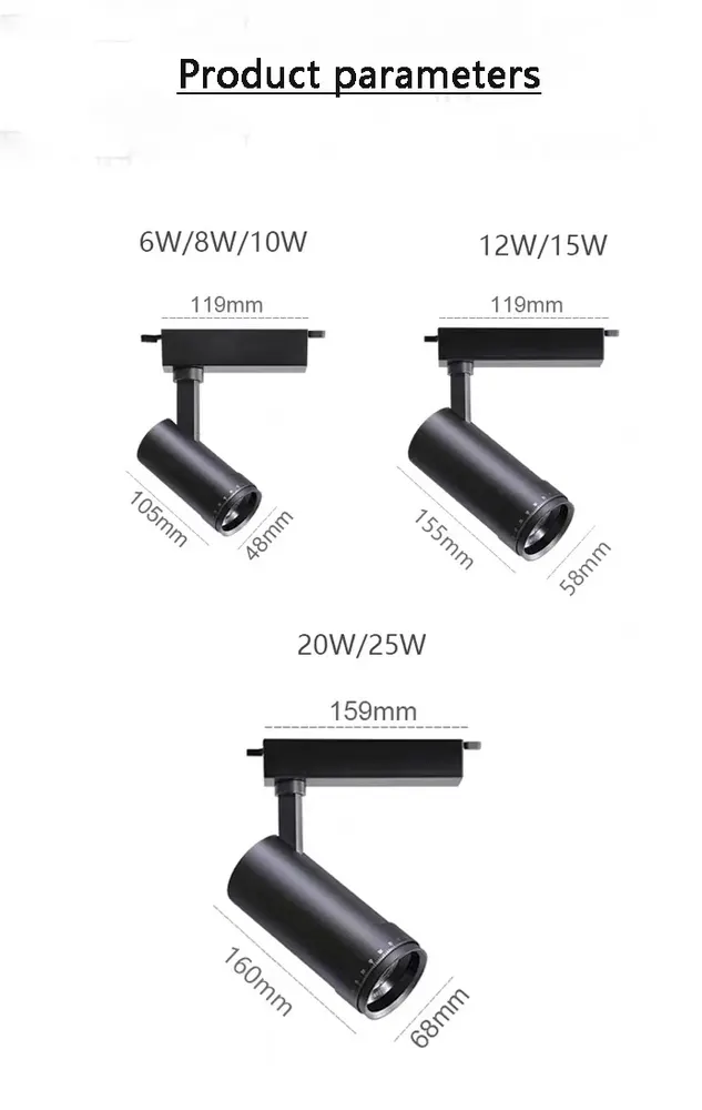 Adjustable Zoomable Aluminum Magnetic LED Track Spotlight