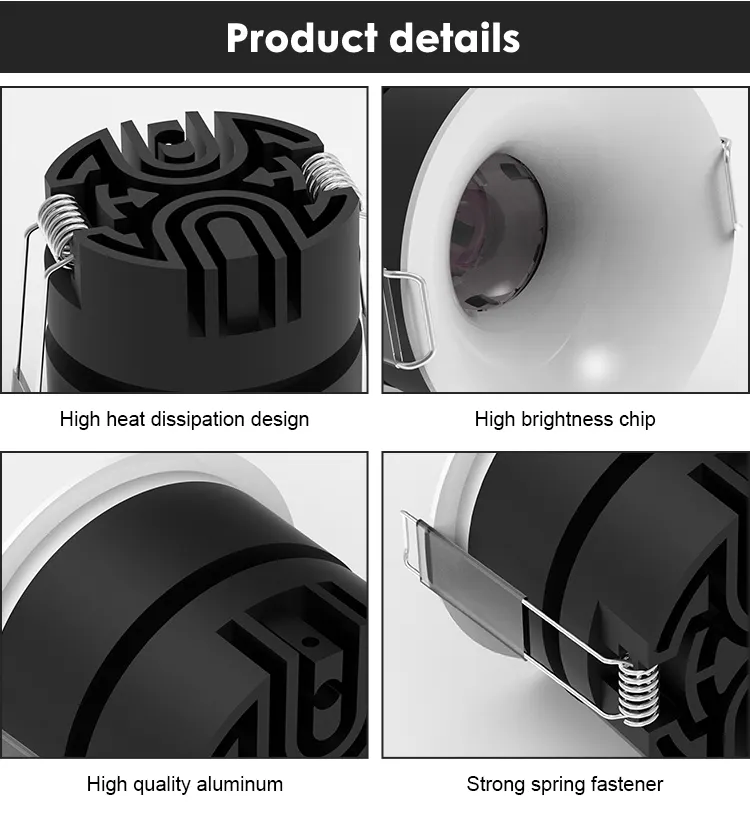 Recessed Round Aluminum LED Downlight White 5-12W