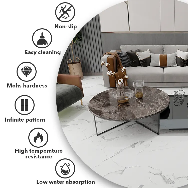 Non-Slip Stone-Look Porcelain Floor Tile 600x600mm