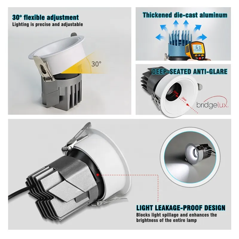 Adjustable Smart Dimmable Recessed LED Downlight 10/12W 75mm