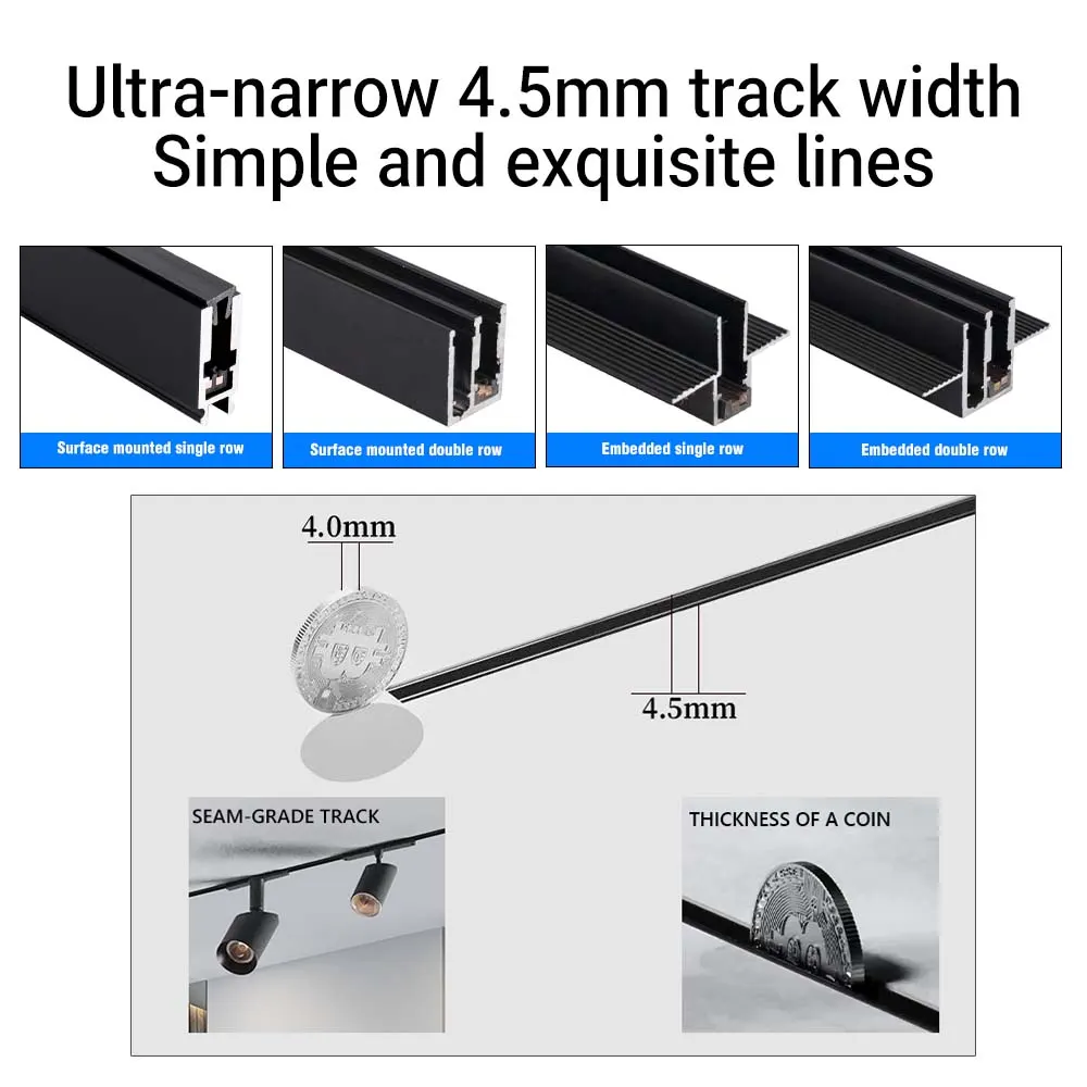 Slim Recessed Aluminum Magnetic LED Track Spotlight 1-24W 48V