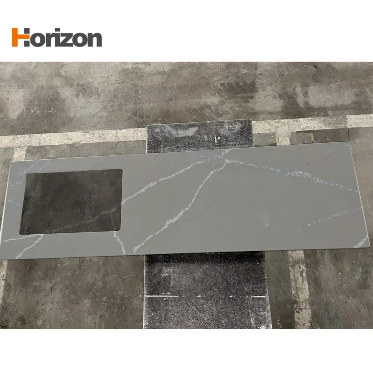 Gray Polished Engineered Quartz Slab 3200x1600mm