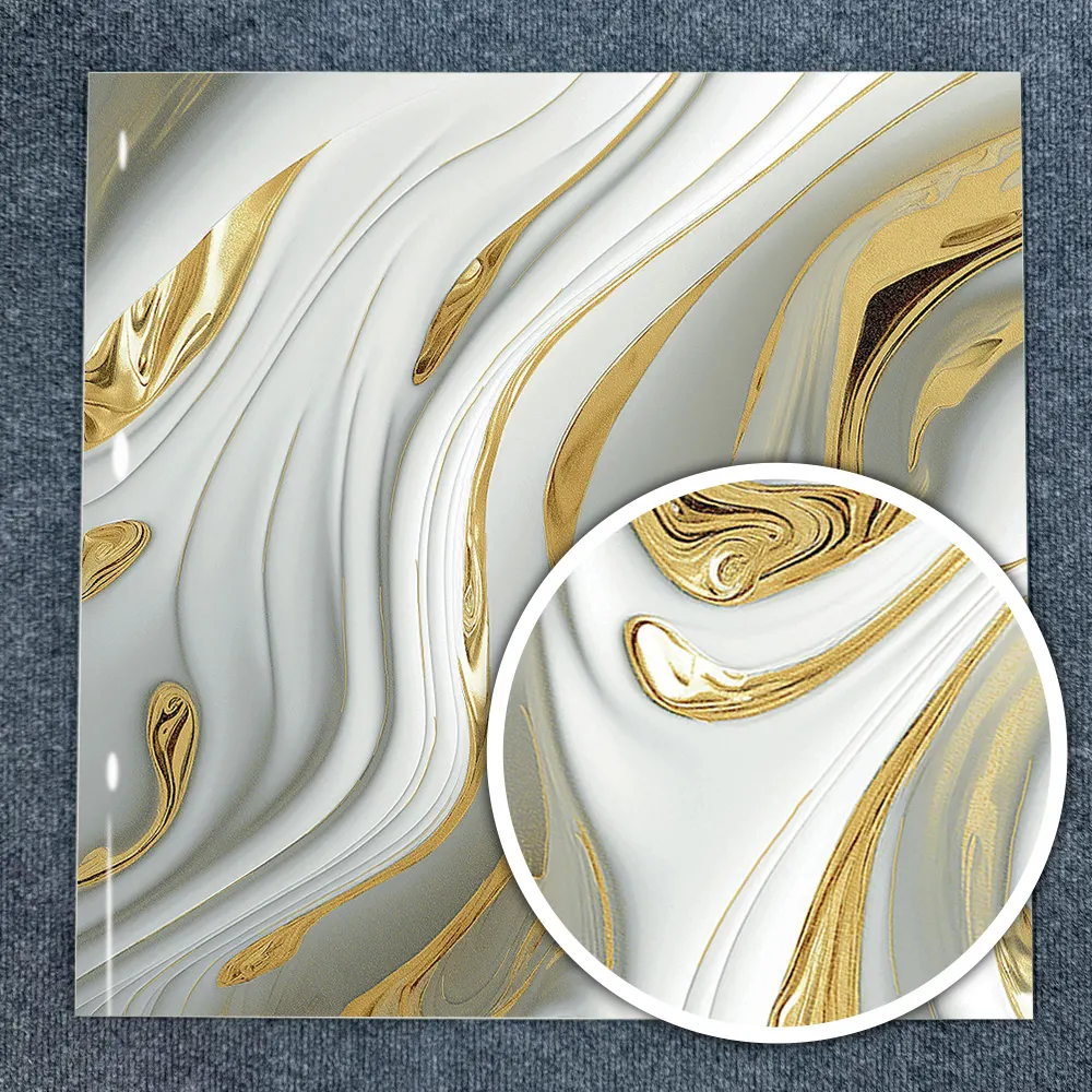 Stone-Look Gold Glazed Porcelain Wall Tile 600x600mm