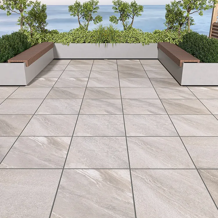 Non-Slip Stone-Look Porcelain Swimming Pool Tile 600x600mm