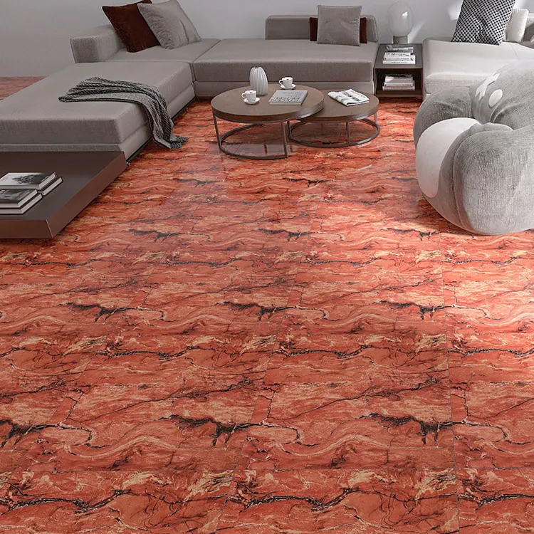 Marble-Look Beige Polished Porcelain Floor Tile 600x600mm