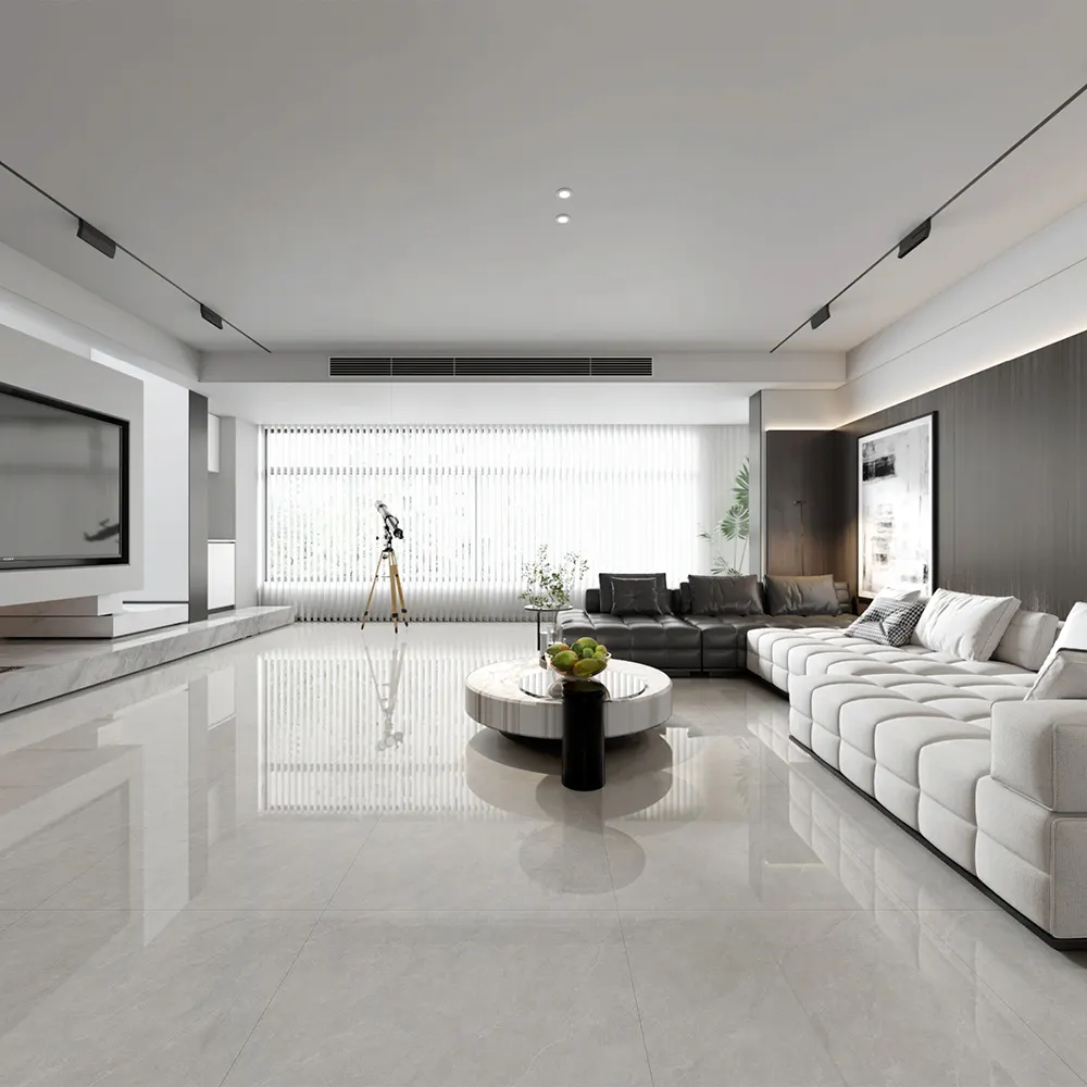 Marble-Look Gray Polished Porcelain Wall And Floor Tile 800x800mm
