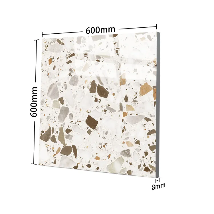 Terrazzo-Look Polished Porcelain Floor Tile 600x600mm