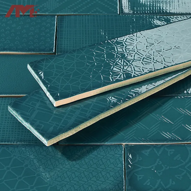Blue Glossy Porcelain Wall Tile 75x300mm product sample