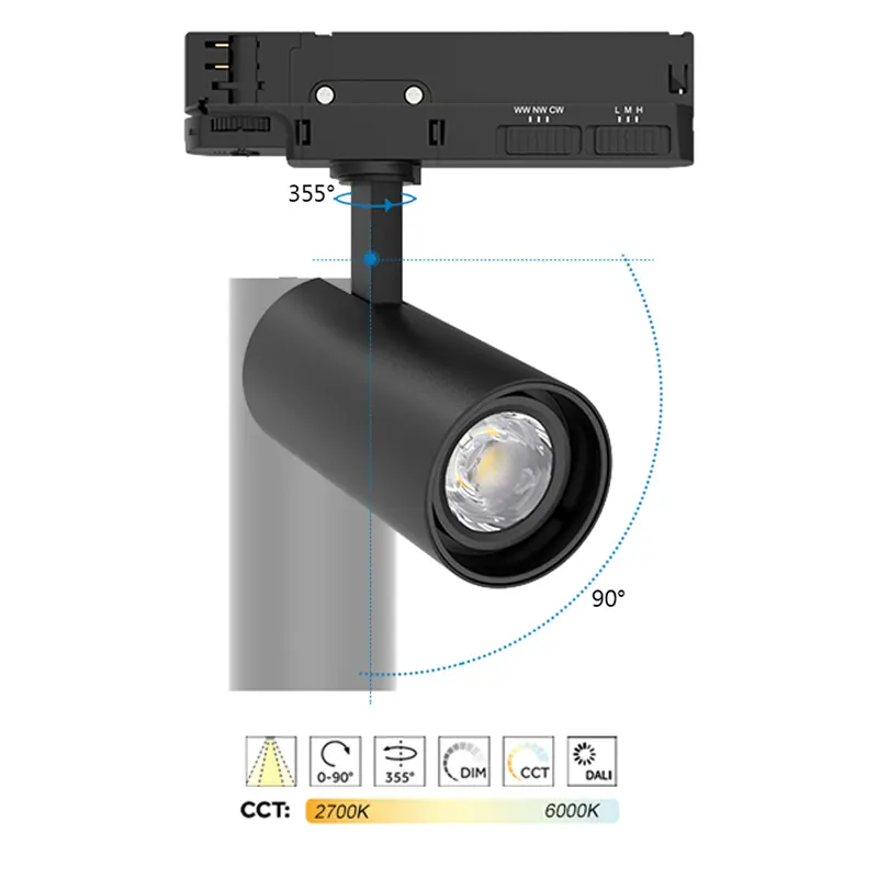 Anti-Glare Adjustable Zoomable LED Track Spotlight 20-40W 3CCT Selectable