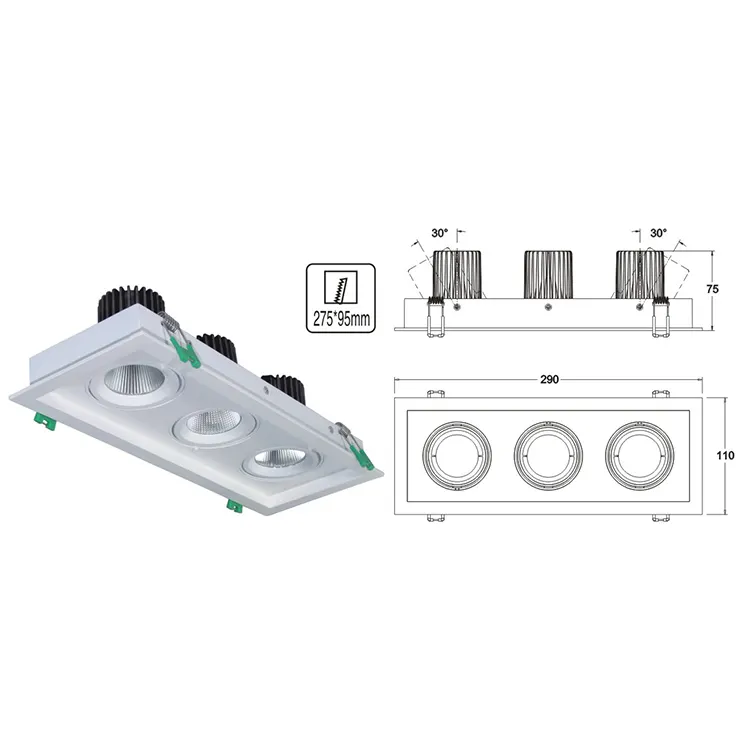 Recessed Square Aluminum COB LED Downlight 6-15W