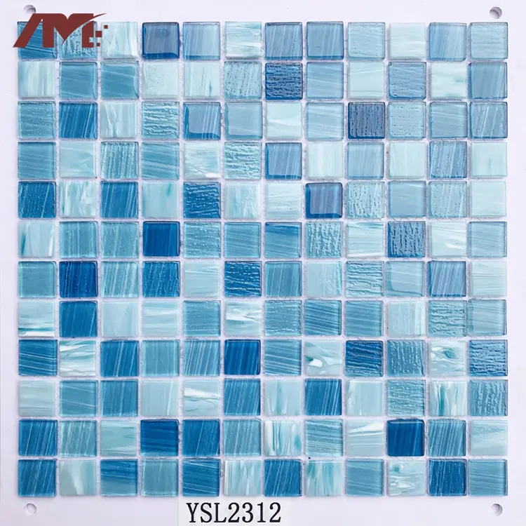 Blue Glossy Glass Mosaic Tile 304x304x4mm