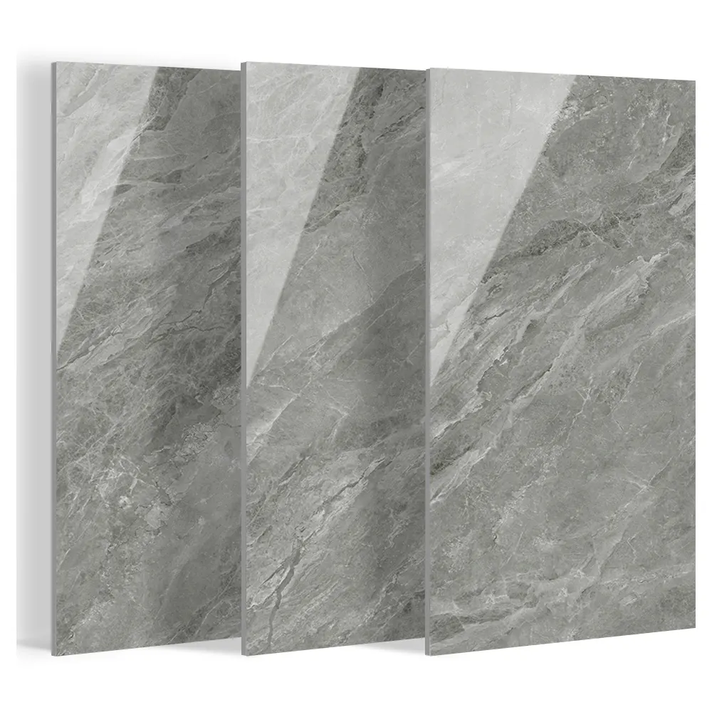 Marble-Look Gray Glossy Ceramic Floor Tile 900x1800mm