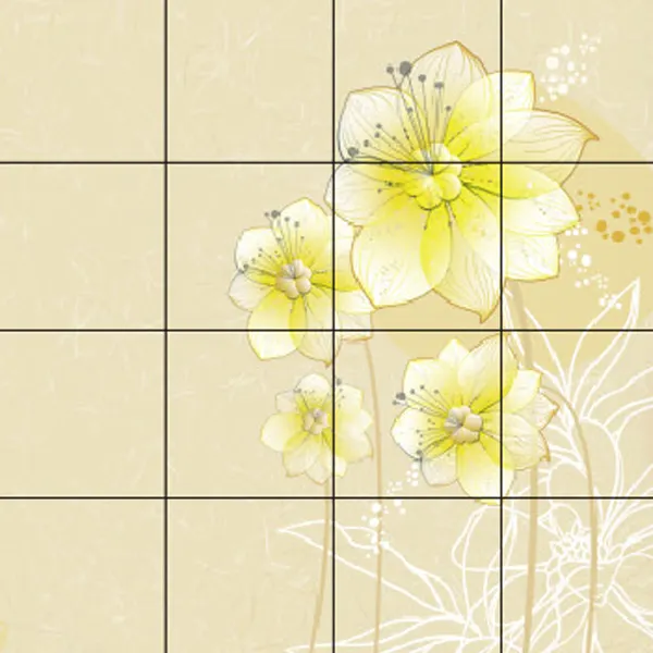 Floral-Pattern Ceramic Wall Tile 600x600mm