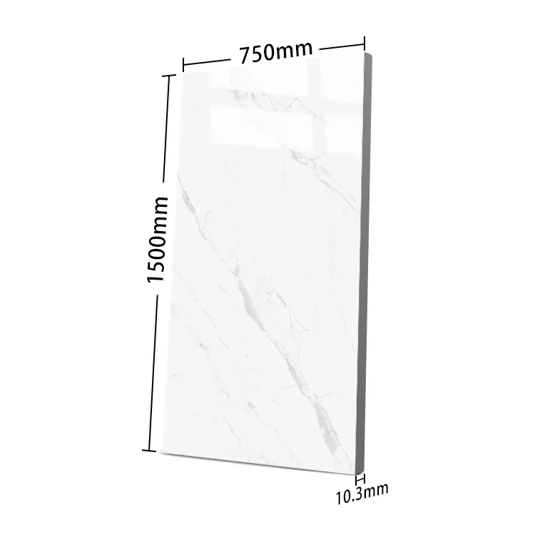 Stone-Look White Polished Porcelain Floor Tile 1500x750mm