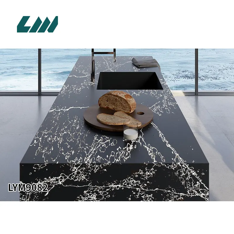 Black Engineered Quartz Slab 3200x1600mm