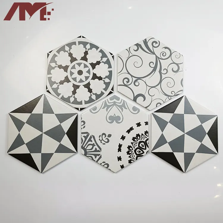 Marble-Look Porcelain Hexagonal Tile 200x230mm
