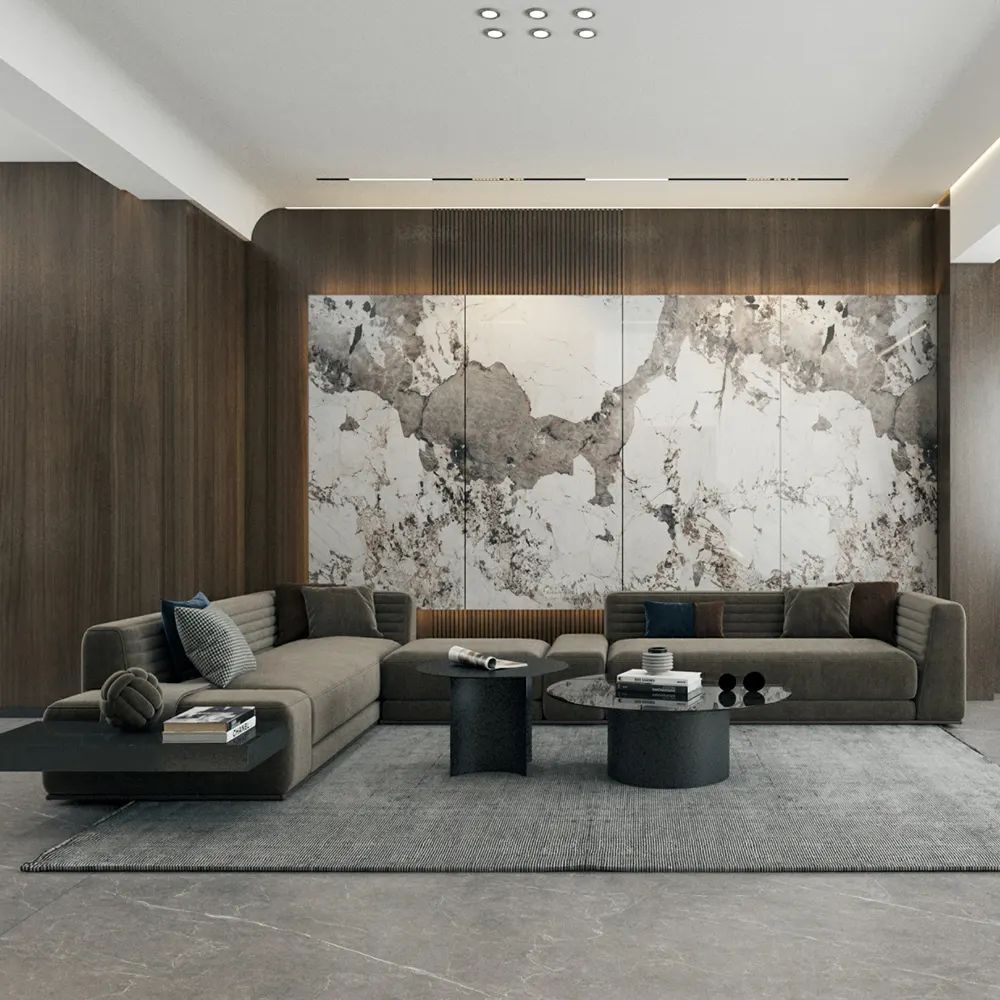 Marble-Look Glossy Sintered Stone Slab 900x1800mm