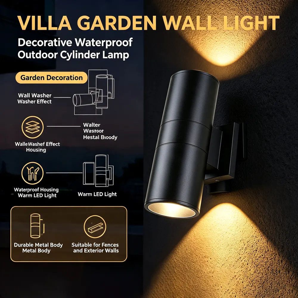 Aluminum Outdoor Cylinder LED Wall Light 3-36W