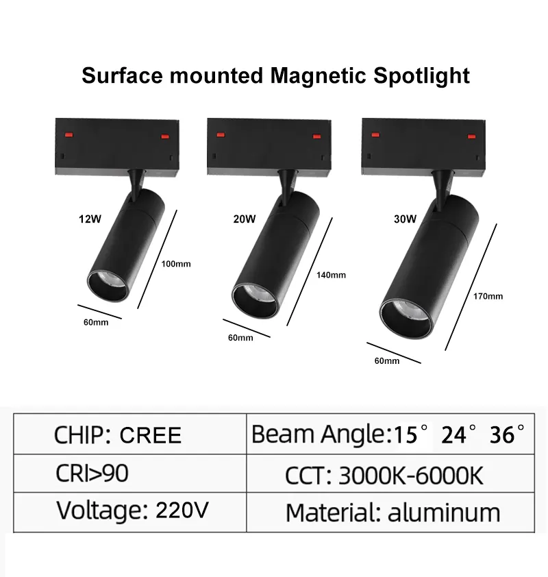 Smart Dimmable Aluminum Magnetic LED Track Spotlight 7W