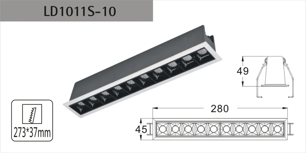 Anti-Glare Recessed Aluminum LED Grille Spotlight
