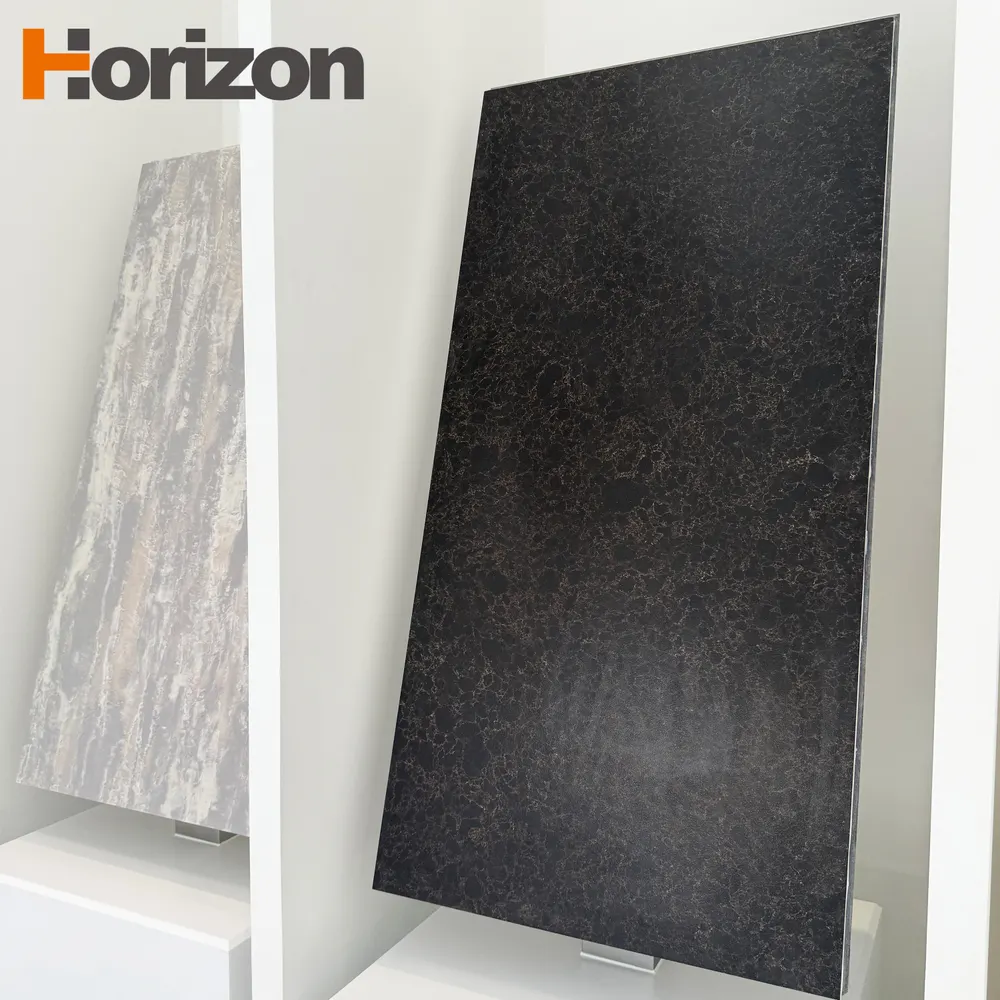 Black Engineered Quartz Slab With 93% Natural Quartz Content