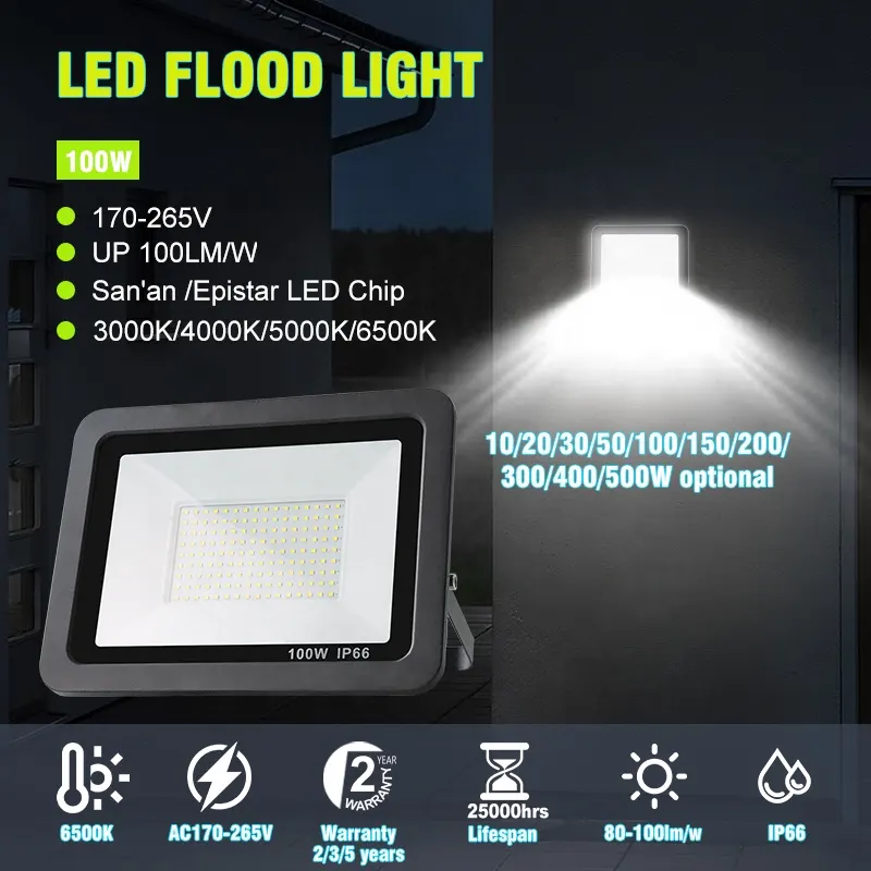 Aluminum LED Floodlight 150-500W IP66 170-265V