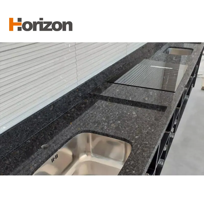 Black Polished Engineered Quartz Slab 3200x1600mm