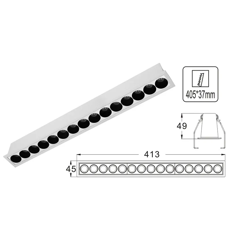 Anti-Glare Recessed Aluminum LED Grille Spotlight