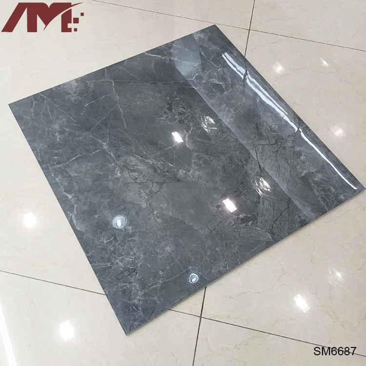 Marble-Look Gray Polished Porcelain Floor Tile 600x600mm