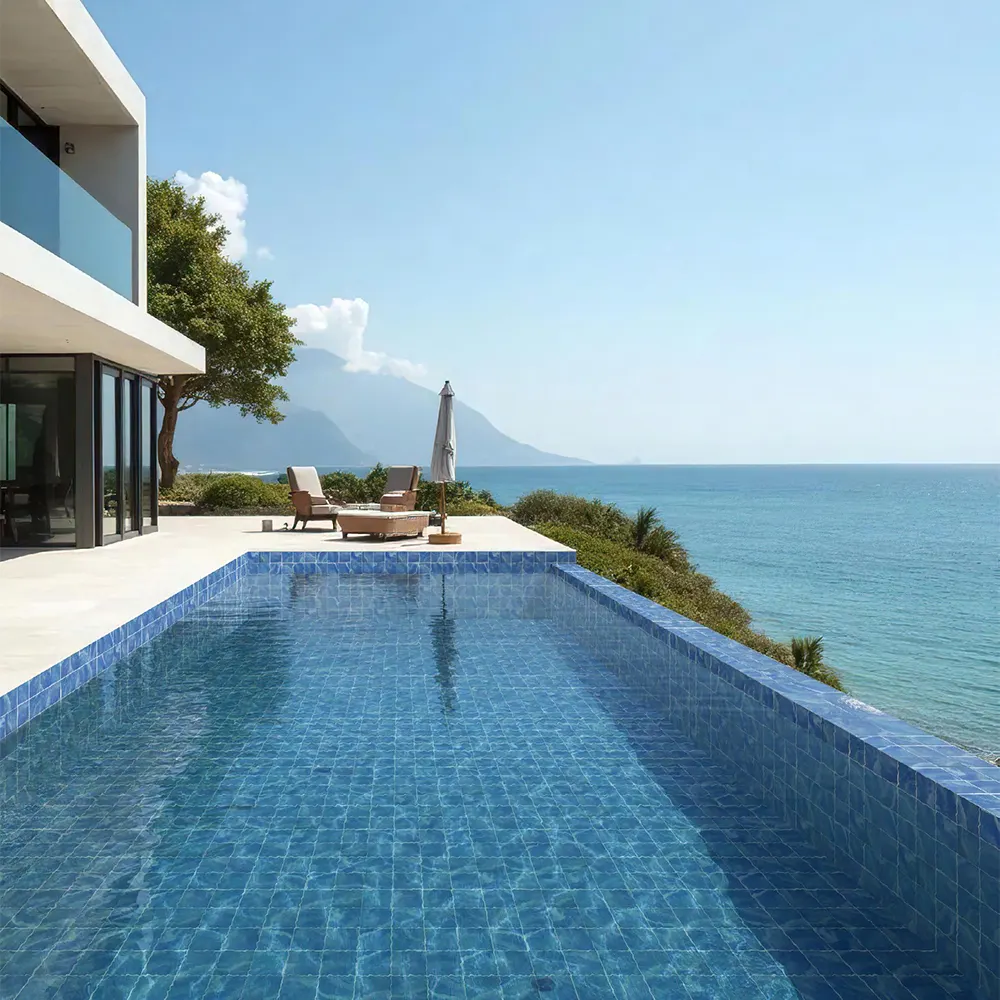 Non-Slip Stone-Look Matte Porcelain Swimming Pool Tile 300x600mm