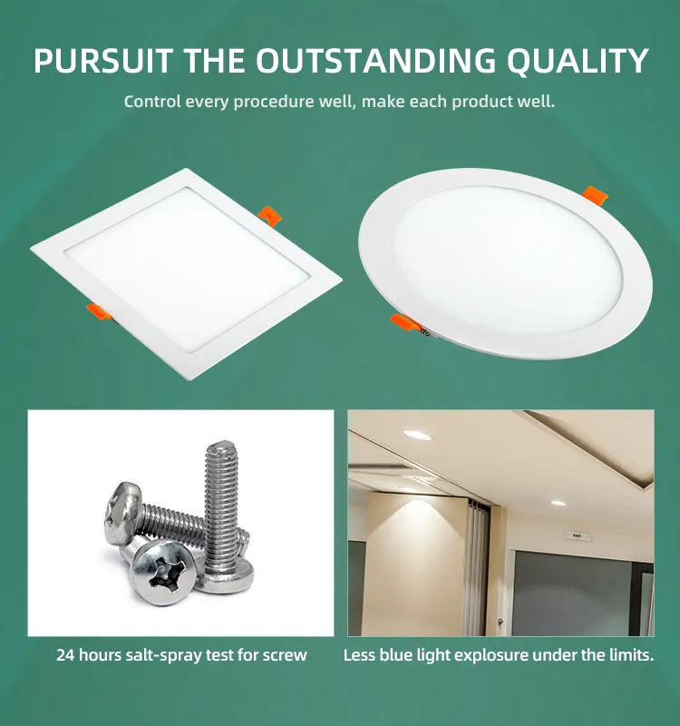 Slim Recessed Aluminum LED Panel Light 3000K/4000K/6500K
