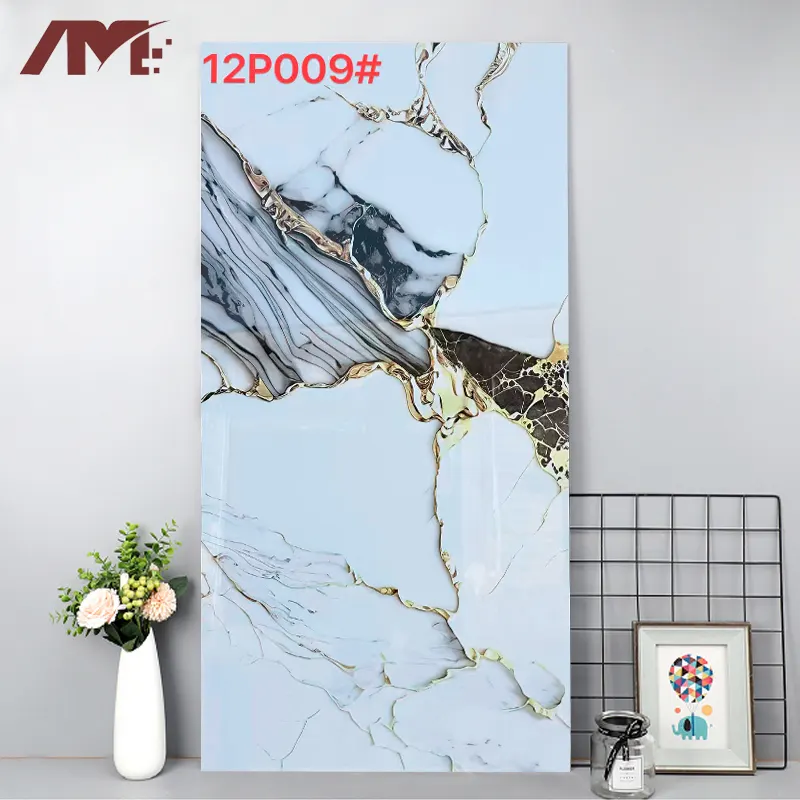 Glossy Marble-Look Porcelain Floor Tile 600x1200mm