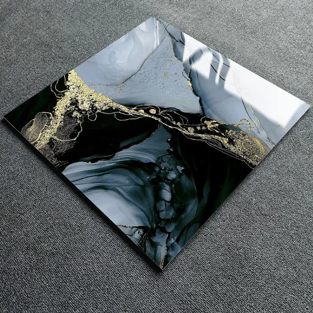 Non-Slip Marble-Look Polished Porcelain Floor Tile 600x600mm/60x60cm