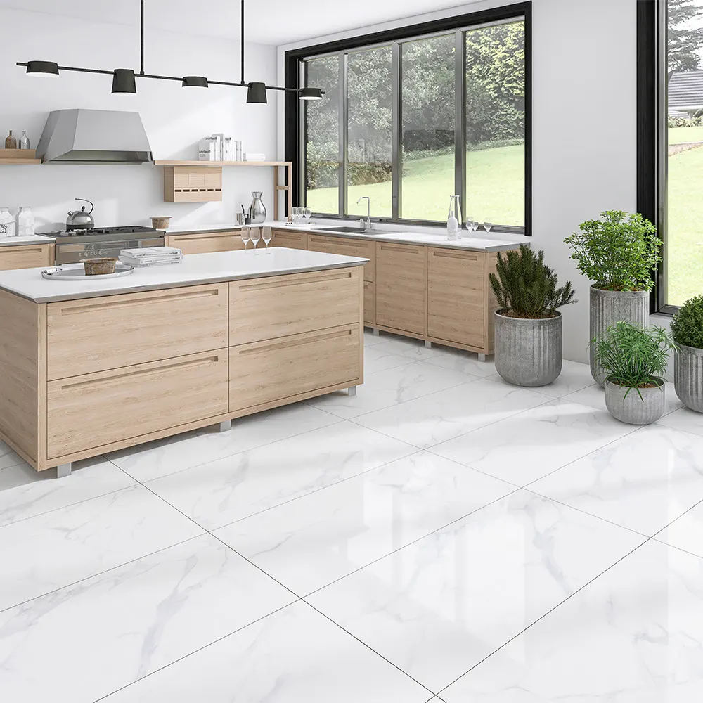Non-Slip Marble-Look Polished Porcelain Wall And Floor Tile 600x1200mm