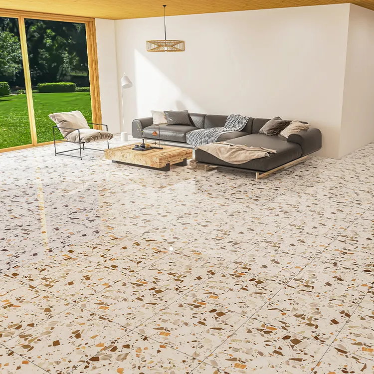 Terrazzo-Look Polished Porcelain Floor Tile 600x600mm