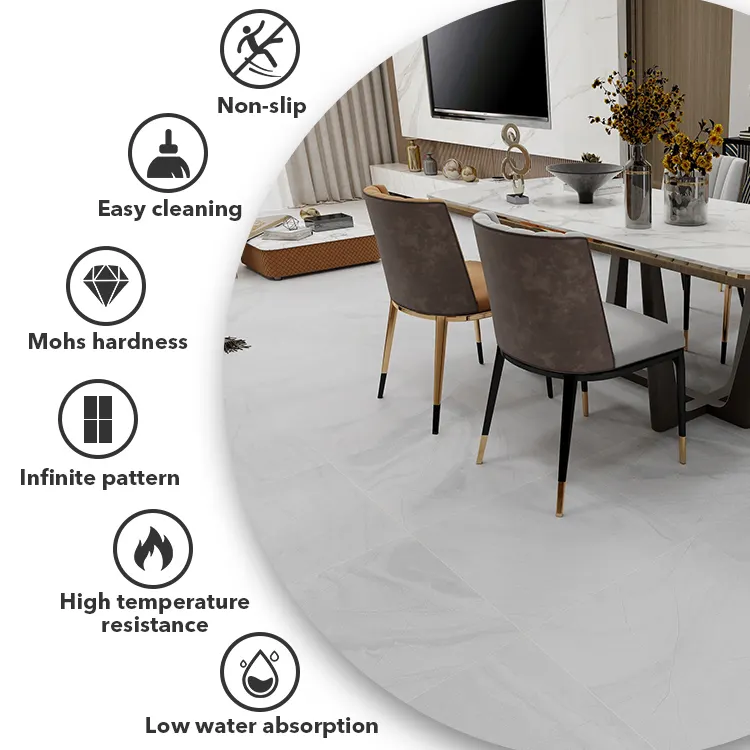 Non-Slip Stone-Look Porcelain Floor Tile 600x600mm