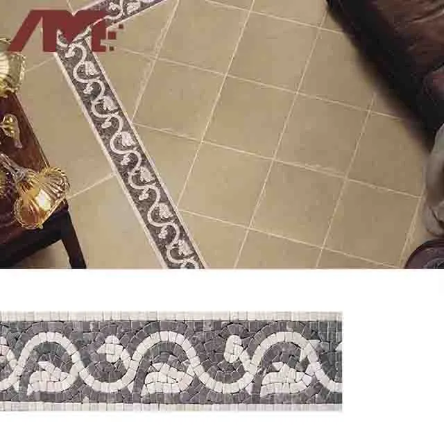 Floral-Pattern Stone Mosaic Tile 100x400mm