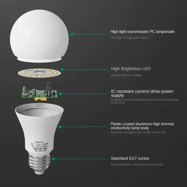 Aluminum LED Light Bulb 3W B22/E27 Base