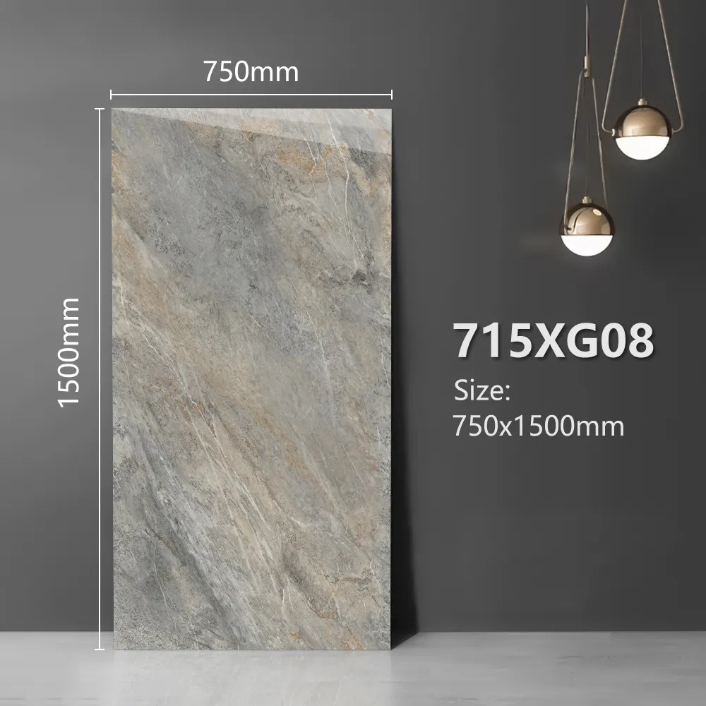 Stone-Look Polished Porcelain Floor Tile 750x1500mm