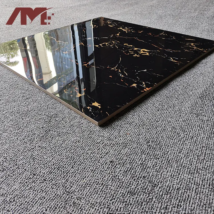 Black Glazed Porcelain Floor Tile 600x600mm product sample