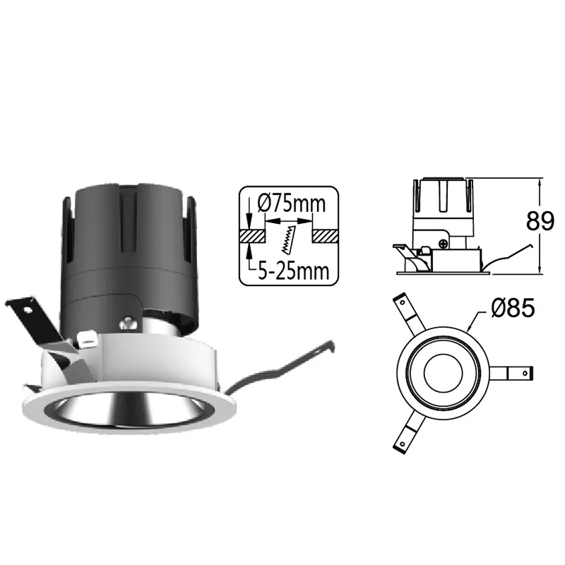 Anti-Glare Rotatable Recessed LED Downlight
